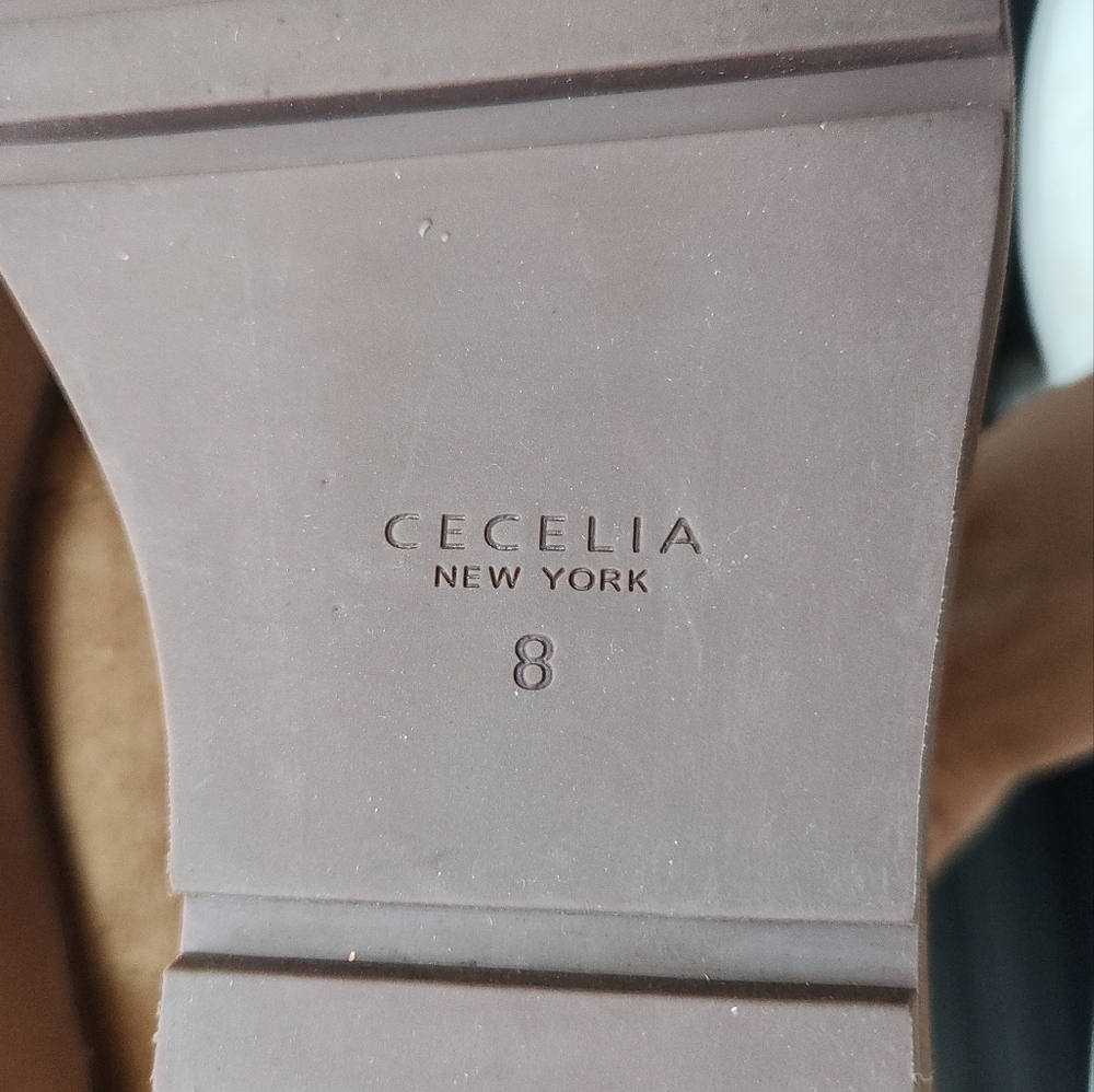 CECELIA NEW YORK Tan Ankle Boots with Black and Red Stripes - Picture 9 of 10